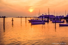 Sunset over Silver Lake Harbor in Ocracoke.